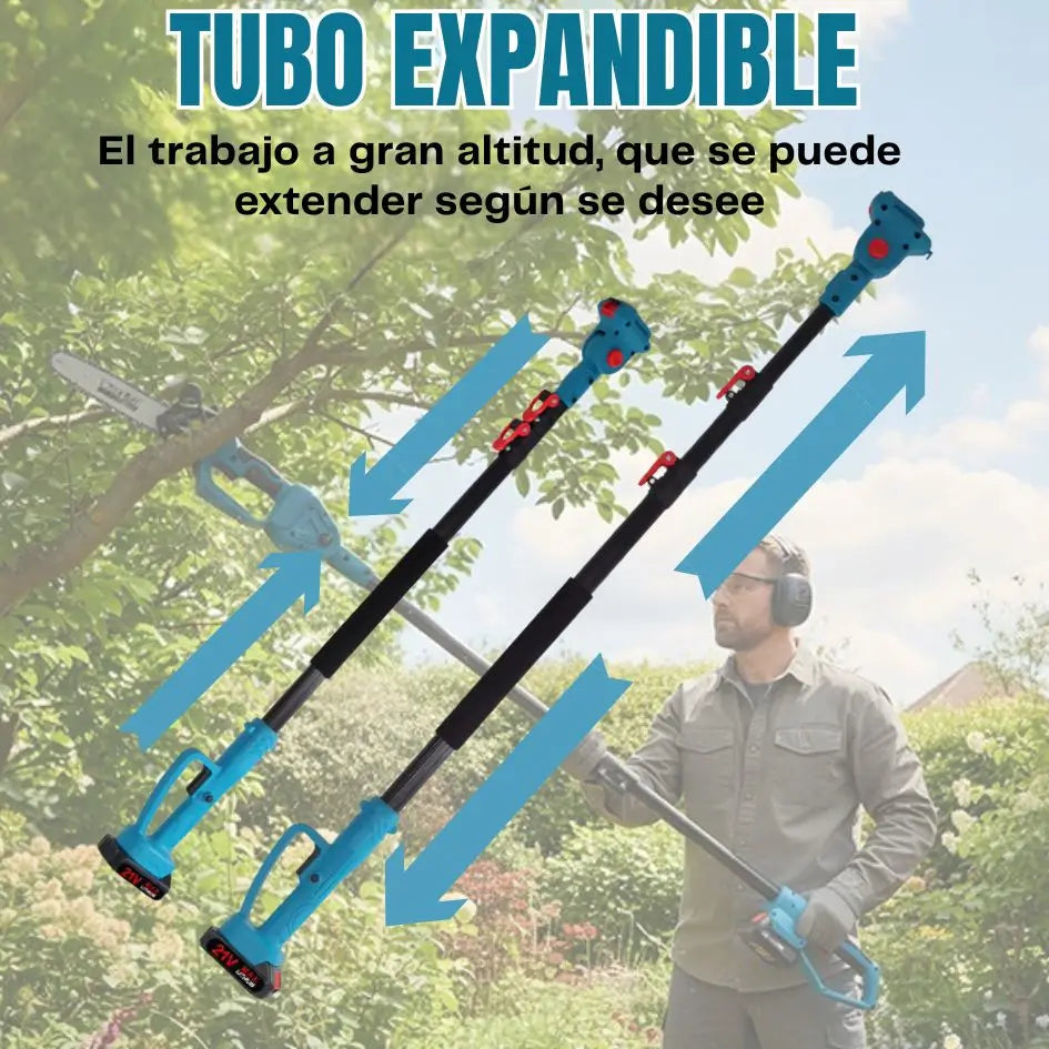 Kit Multi-Poda 4 en 1: MotoSierra + Tijera + Tubo Expandible
