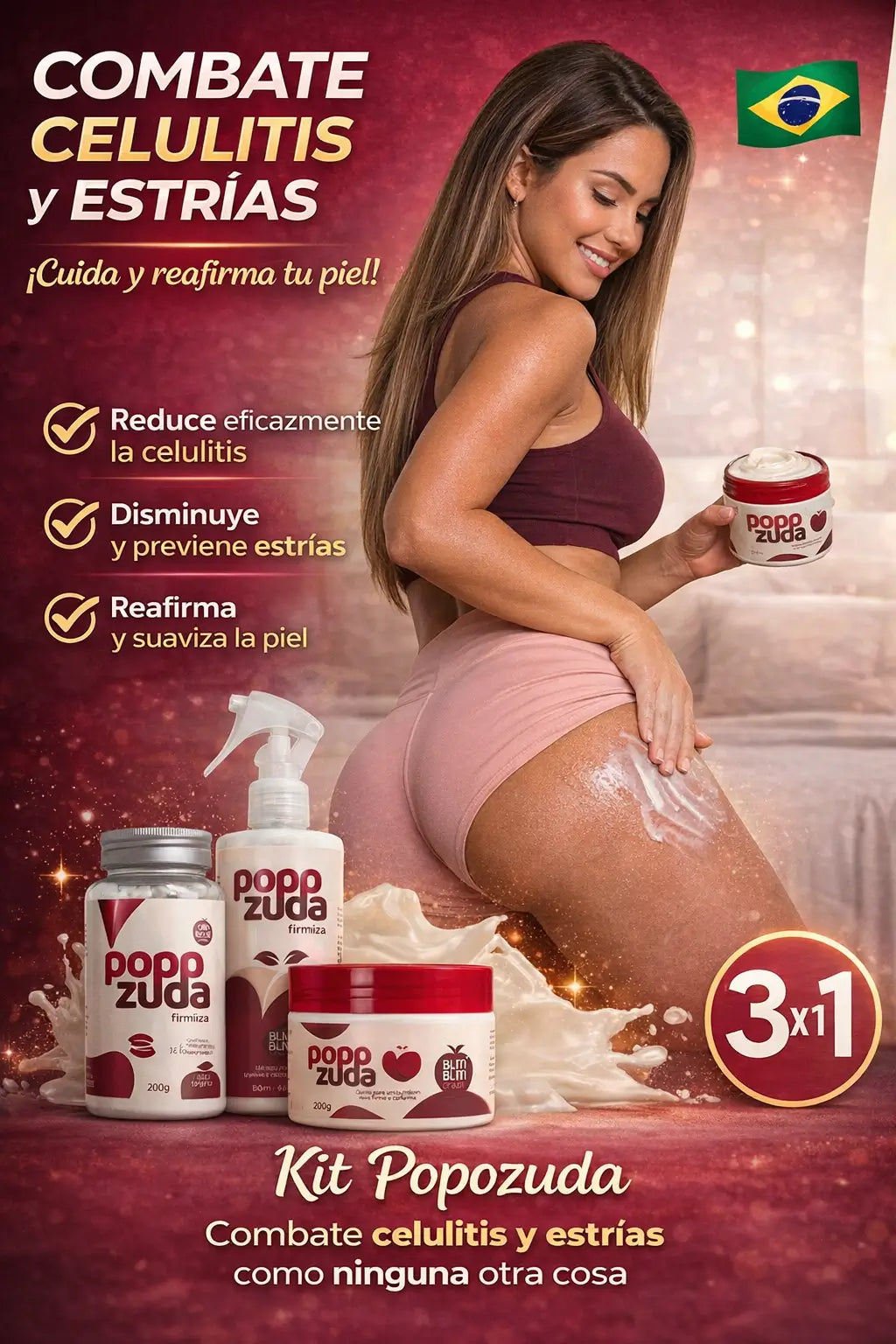 KIT POPOZUDA / REAFIRMA, REDUCE CELULITIS Y ESTRIAS