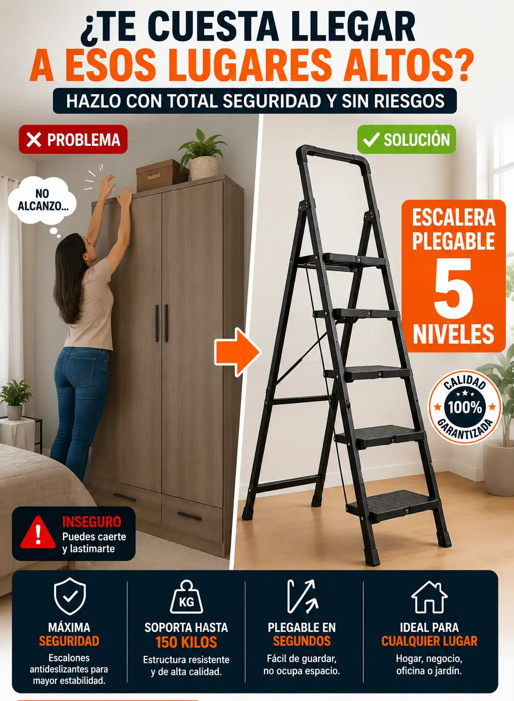 Escalera Plegable De 5 Niveles