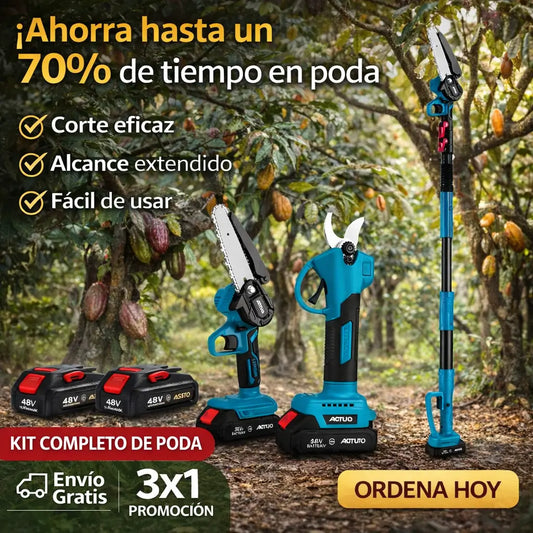 Kit Poda 4 en 1:  MotoSierra + Tijera + Tubo Expandible