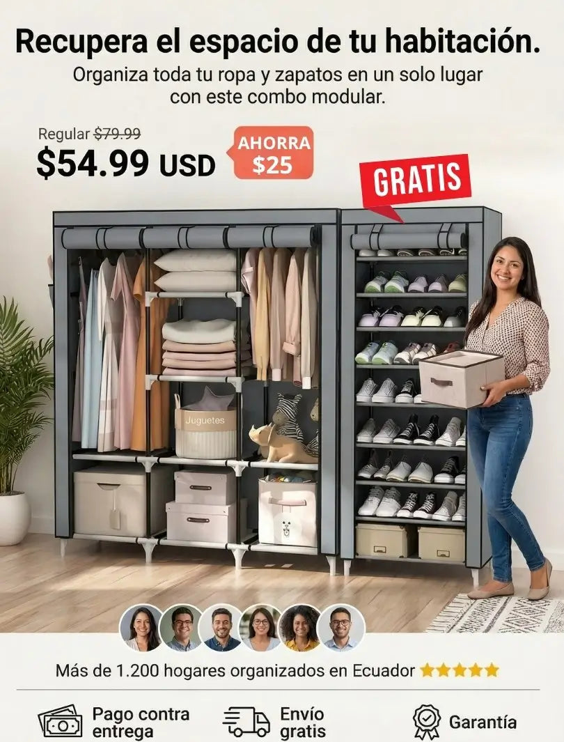 Closet de 3 cuerpos + Zapatero Gratis