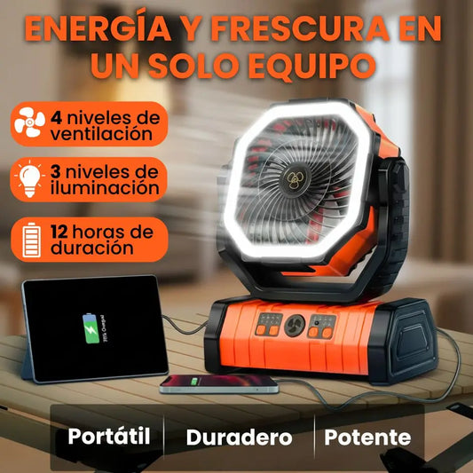 BreezeMax® 3 EN 1  - Powe Bank + Ventilador + Foco Led