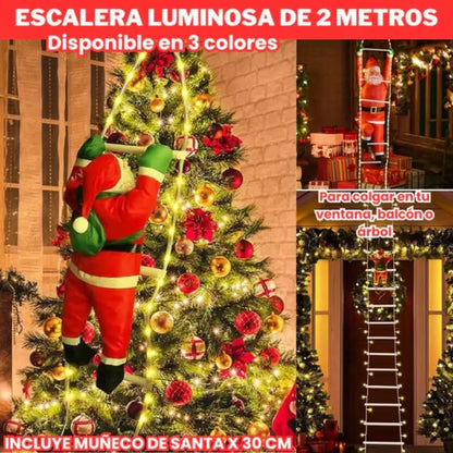 Escalera Navideña 2 metros + Papa Noel Gratis