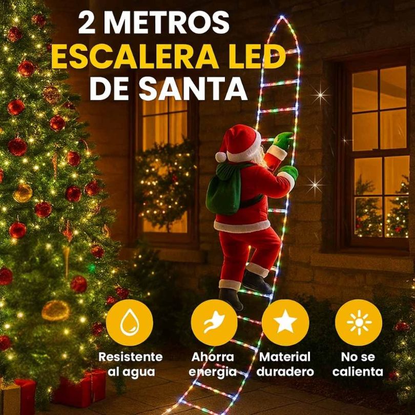 Escalera Navideña 2 metros + Papa Noel Gratis