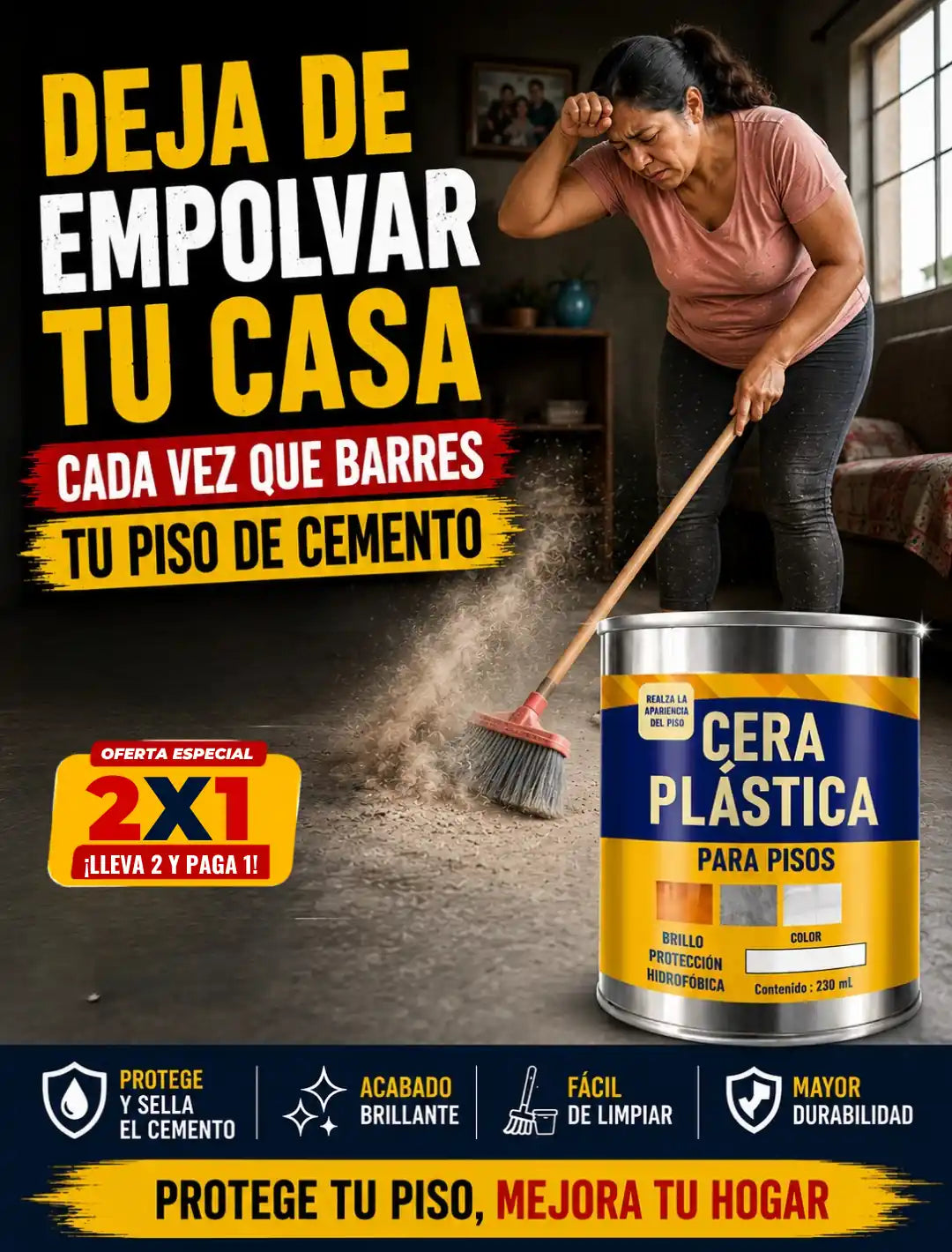 Promo 2x1 Cera Plastica Para Pisos (460ml)